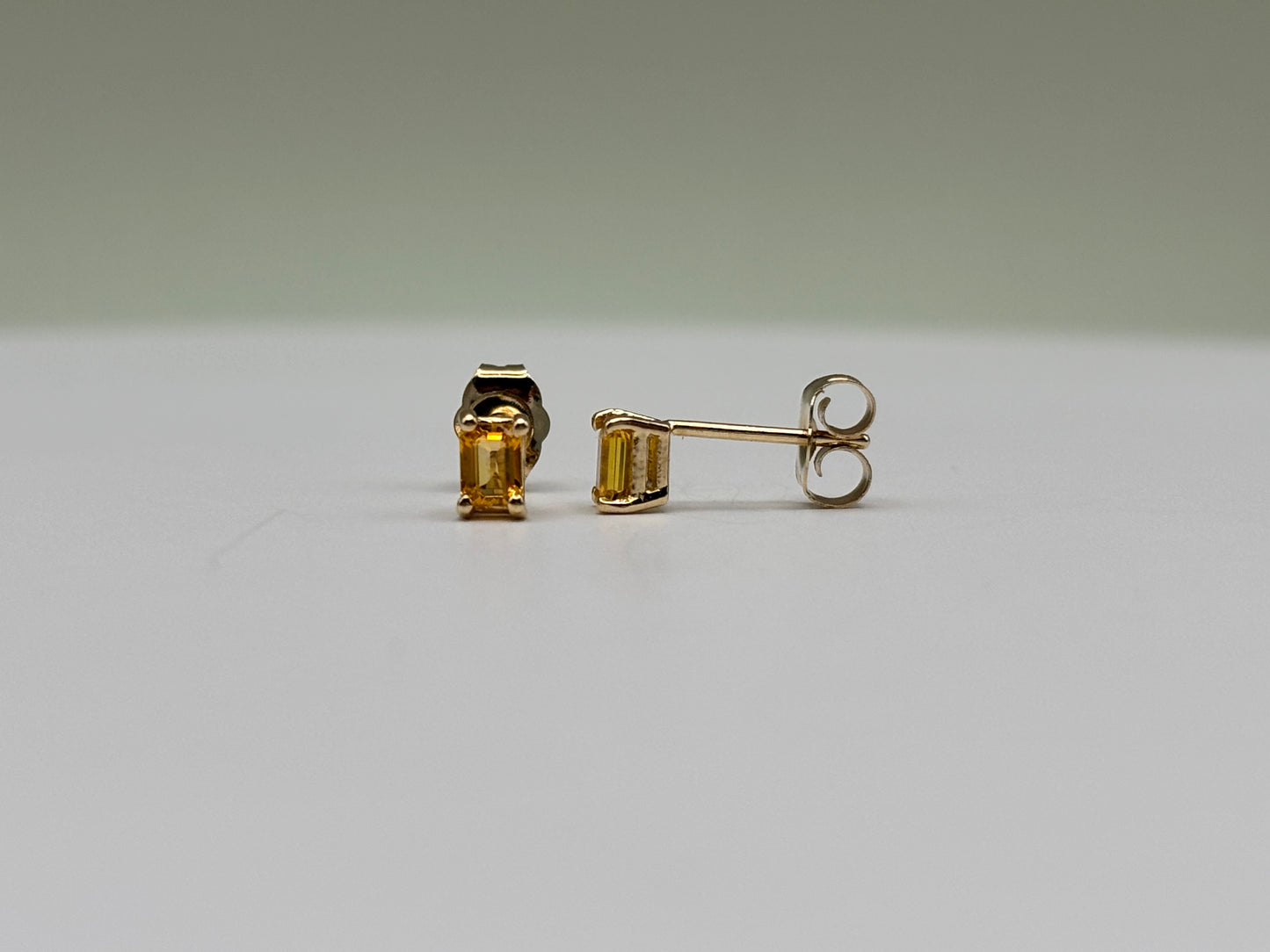 14k Yellow Gold Emerald-Cut Yellow Sapphire Stud Earrings - 0.26 cttw