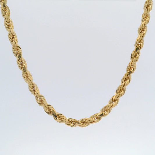 14k Solid Yellow Gold Diamond Cut Rope Chain - 4mm