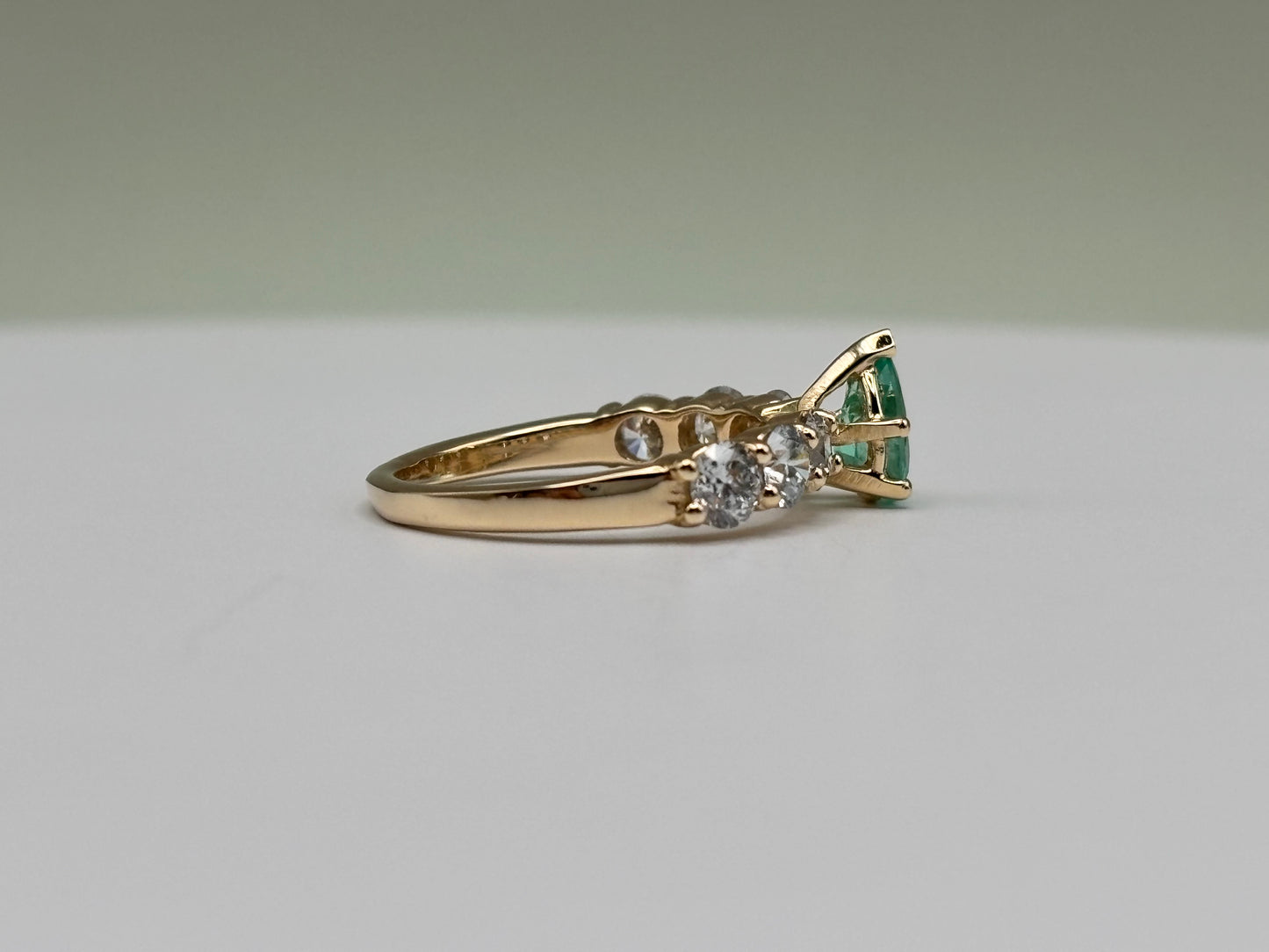 14k Yellow Gold Pear-Cut Colombian Emerald & Diamond Ring - 1.80 cttw