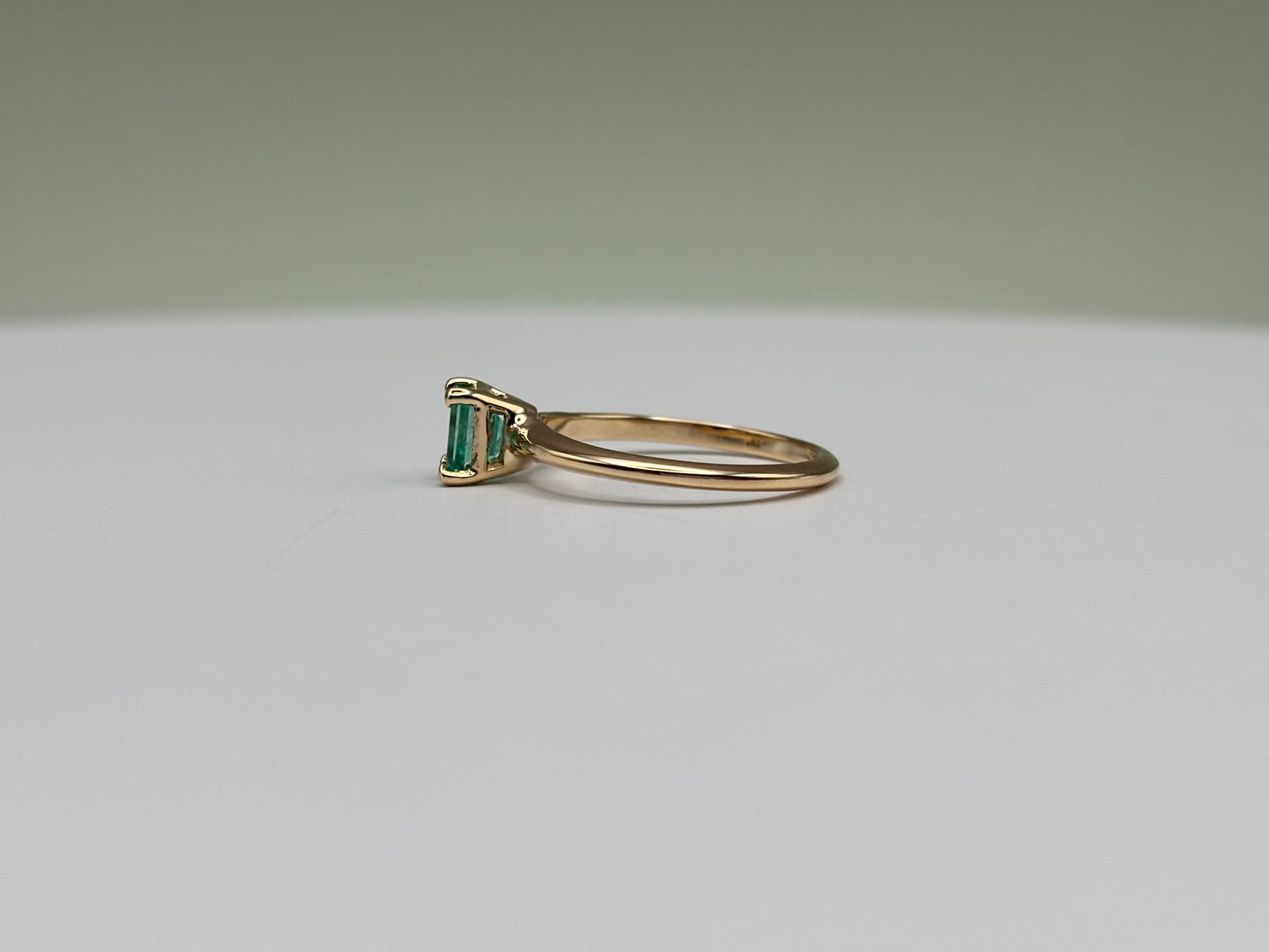 14k Yellow Gold Natural Emerald Solitaire Ring - 0.48 cttw