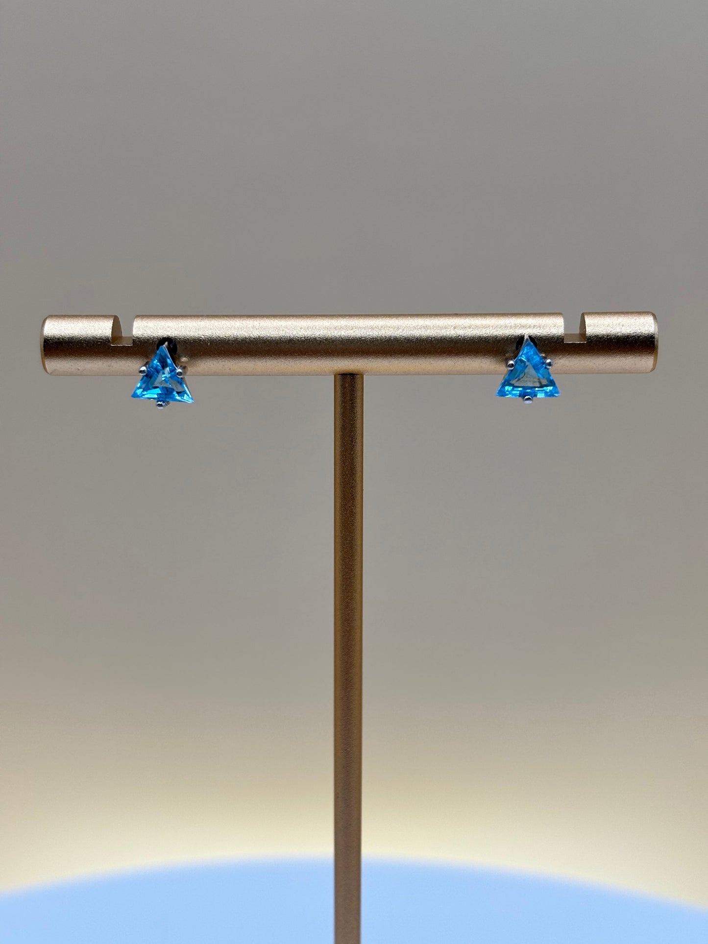 14k White Gold Natural Swiss Blue Topaz Studs - 1.05 cttw