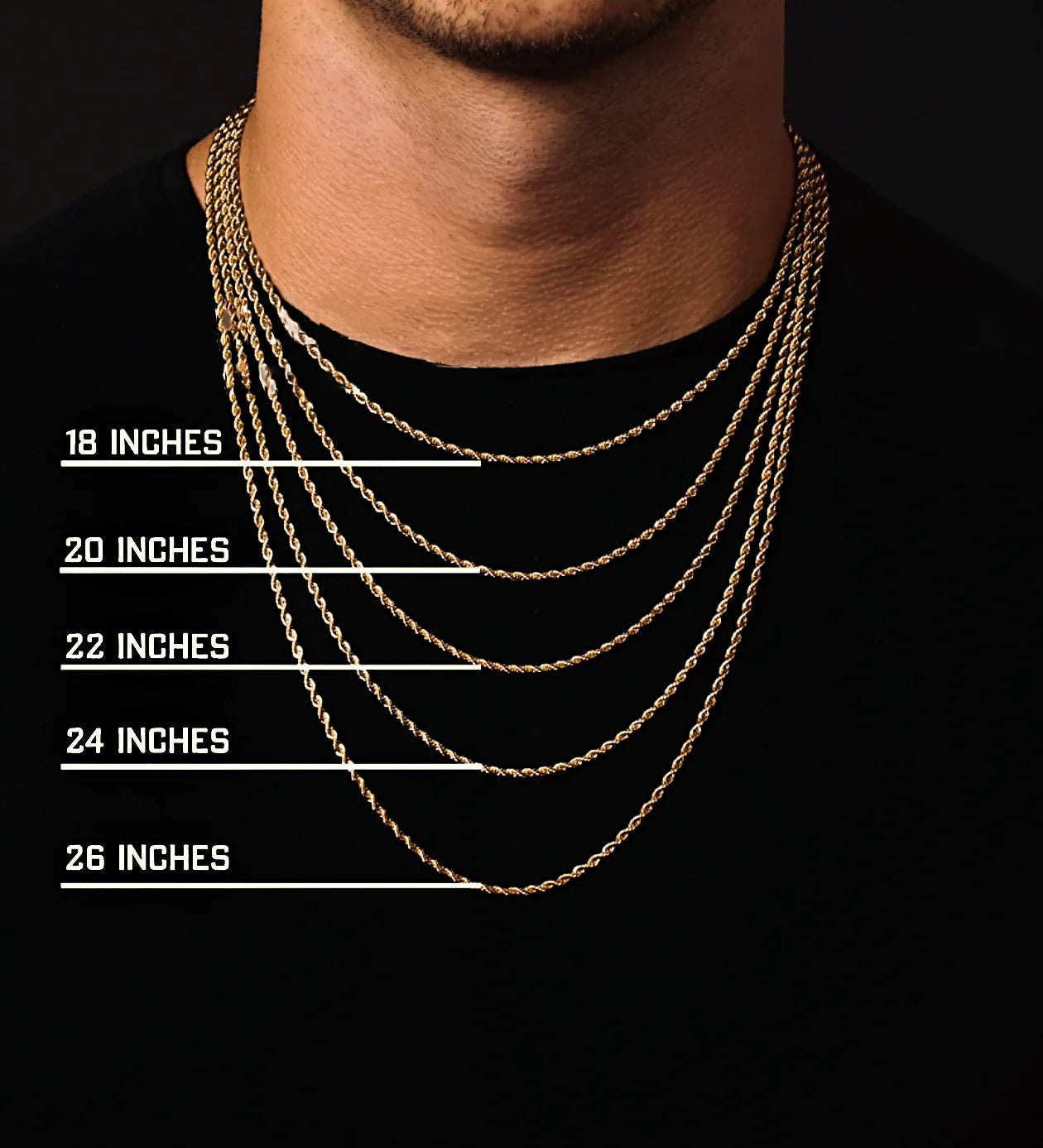 14k Solid Yellow Gold Diamond Cut Rope Chain - 4mm