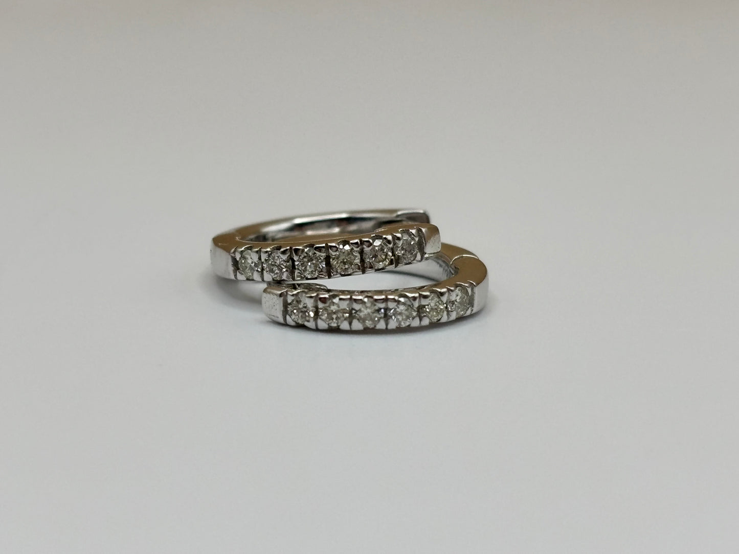 14k White Gold Diamond Huggie Earrings - 0.30 cttw