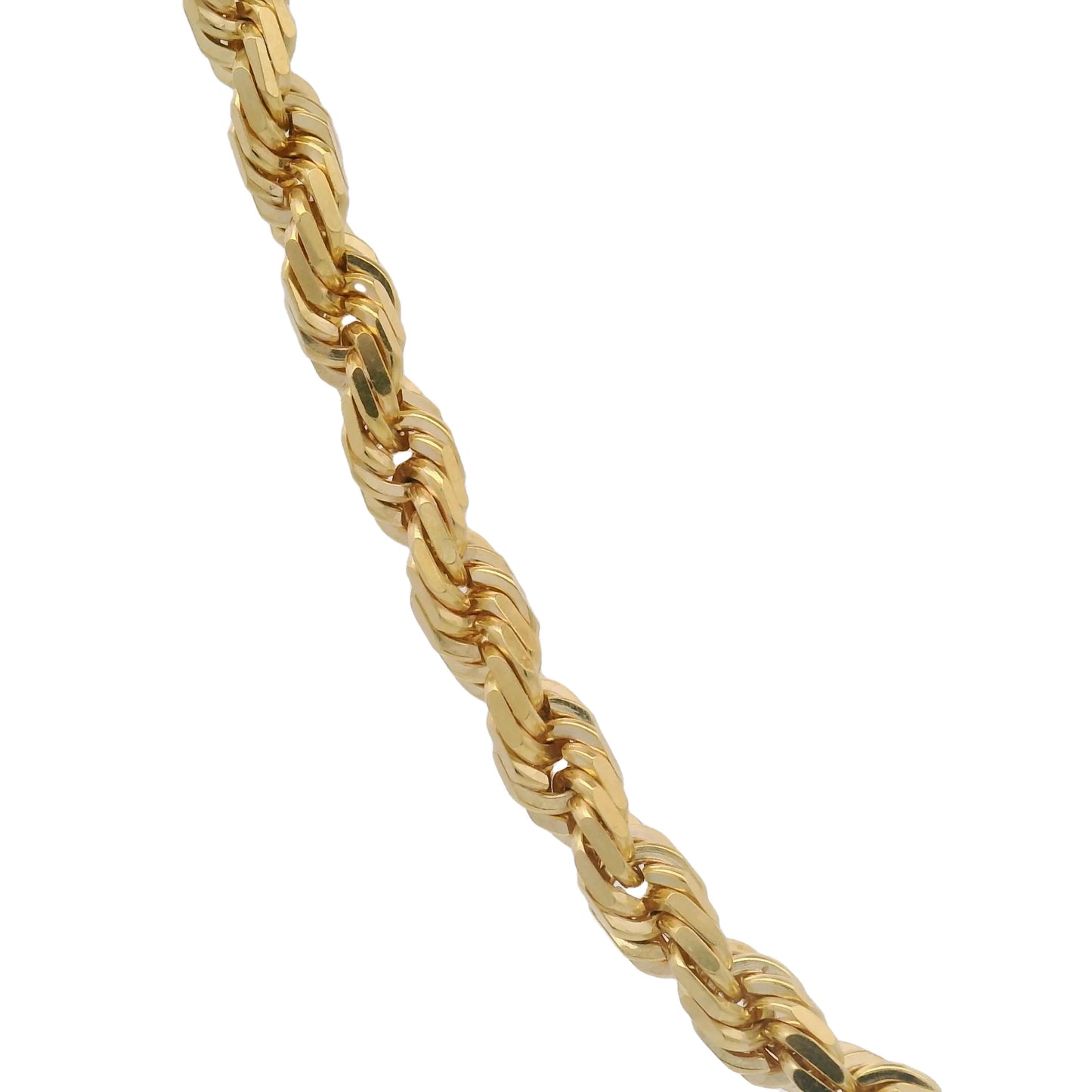 14k Solid Yellow Gold Diamond Cut Rope Chain - 4mm
