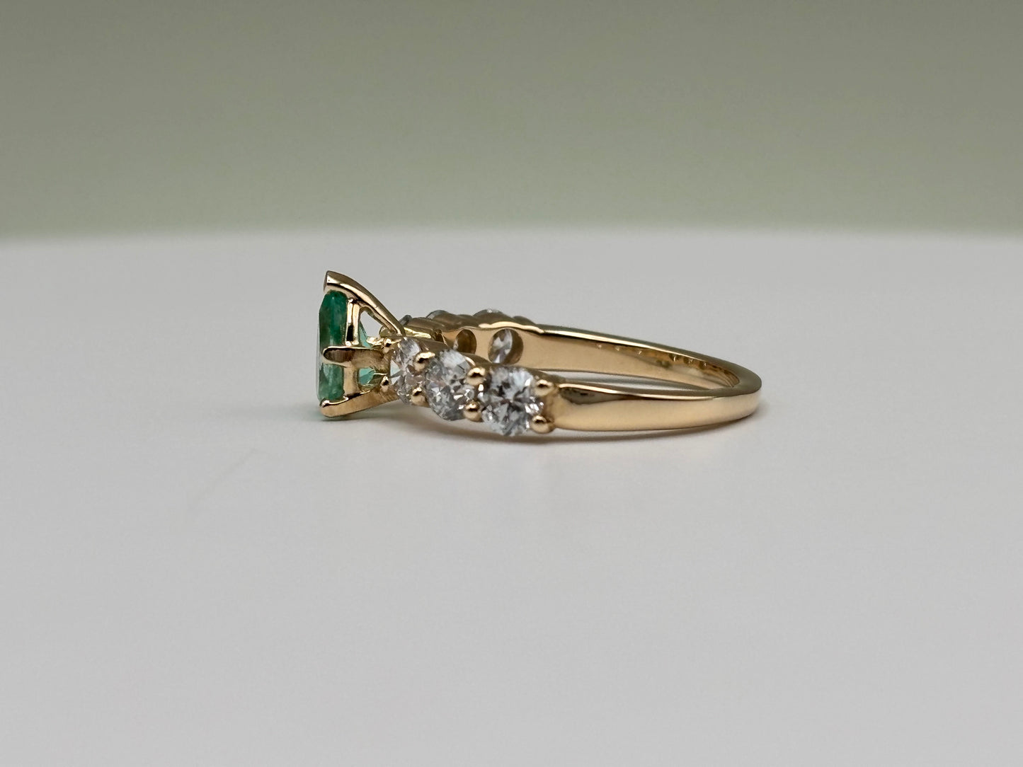 14k Yellow Gold Pear-Cut Colombian Emerald & Diamond Ring - 1.80 cttw