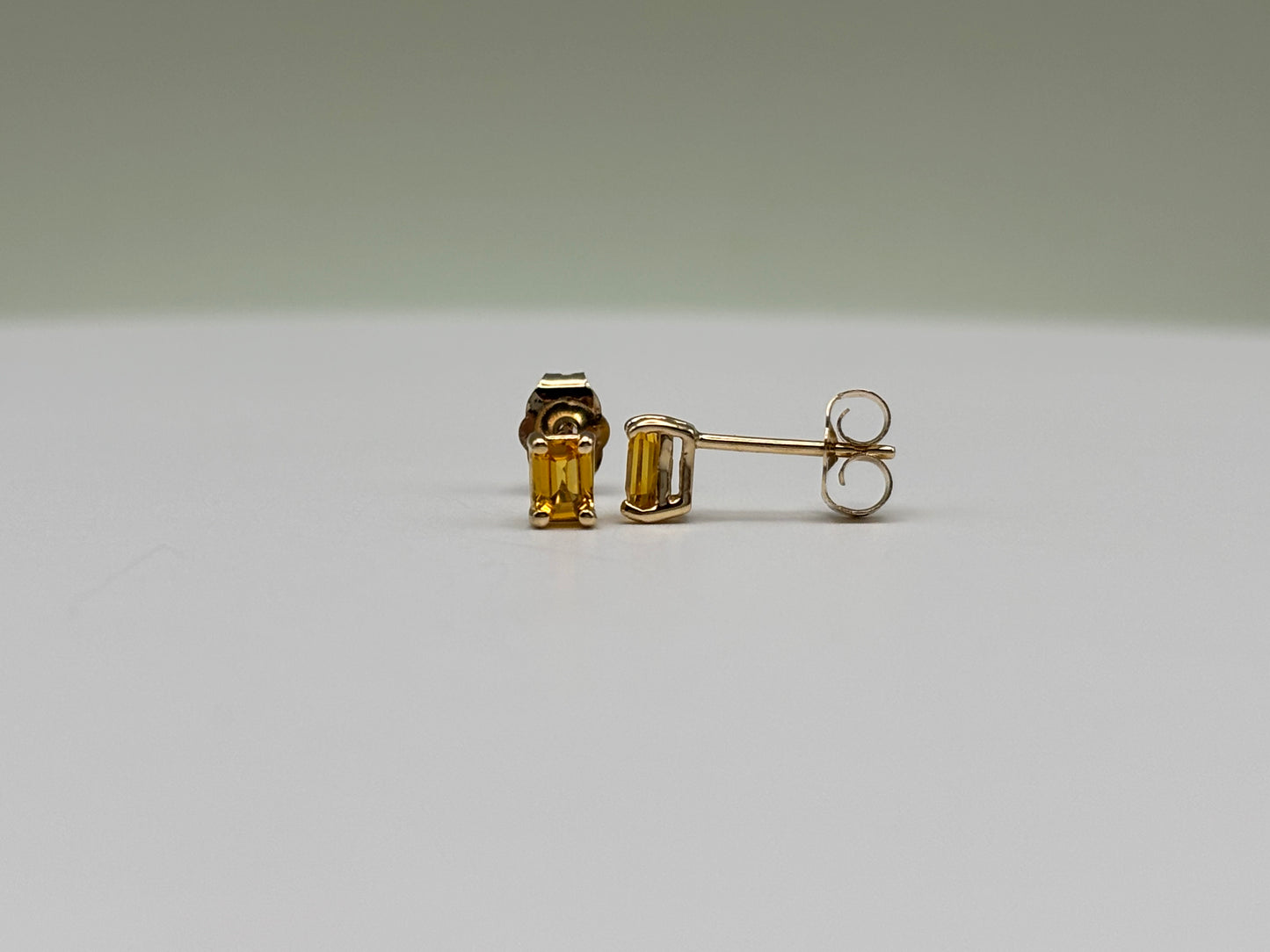 14k Yellow Gold Emerald-Cut Yellow Sapphire Stud Earrings - 0.30 cttw