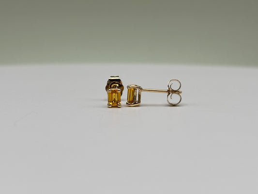 14k Yellow Gold Emerald-Cut Yellow Sapphire Stud Earrings - 0.30 cttw