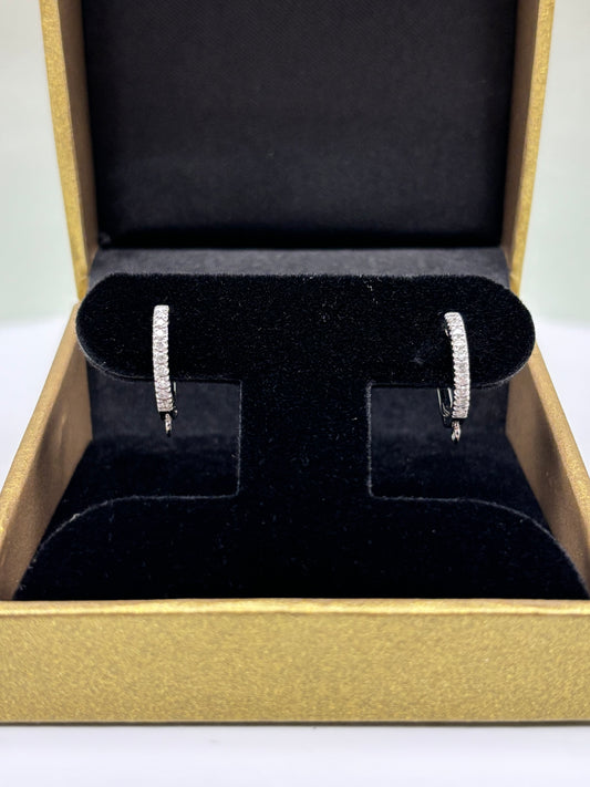 14k White Gold Diamond Huggie Earrings - 0.30 cttw
