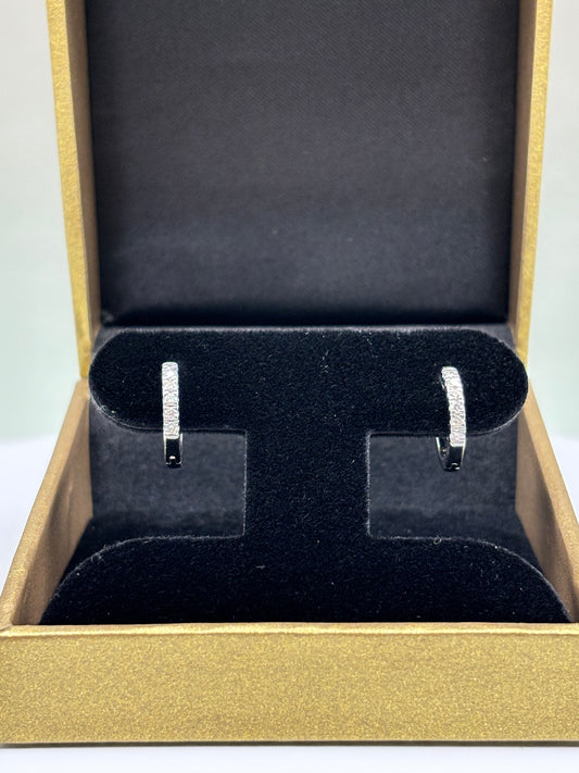 14k White Gold Diamond Huggie Earrings - 0.30 cttw