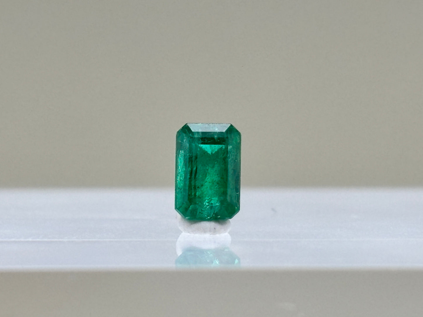 0.73 Carat Natural Medium Bluish Green Loose Zambian Emerald - Emerald Cut