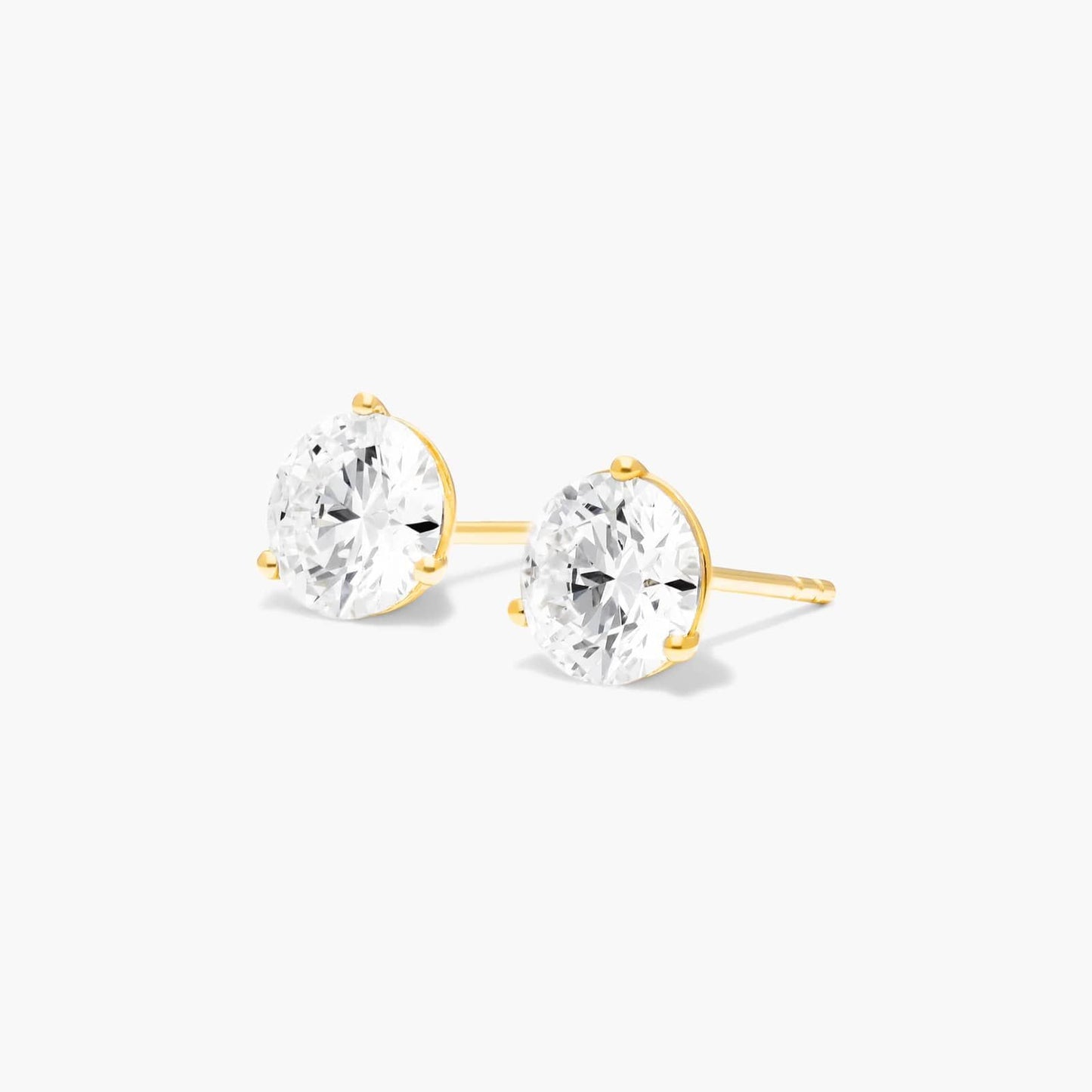 14k Gold Solitaire Diamond Studs - 2 cttw