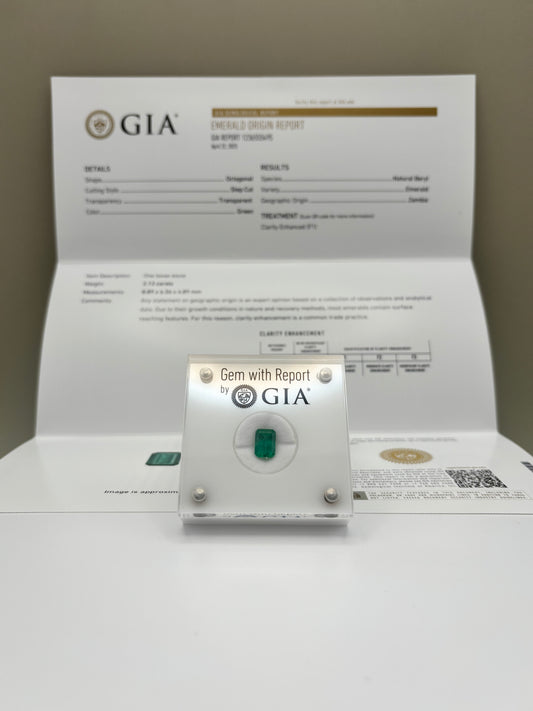 2.13 Carat Natural Vivid Green Loose Zambian Emerald - Emerald Cut
