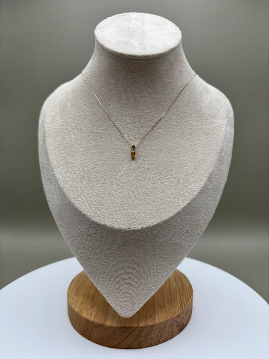 14k Yellow Gold Emerald-Cut Natural Yellow Ceylon Sapphire with 18" Box Chain - 0.20 ct