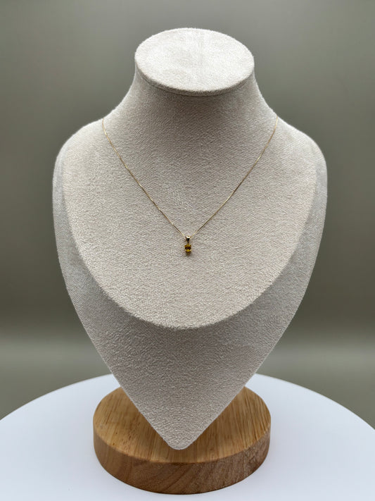 14k Yellow Gold Emerald-Cut Natural Yellow Ceylon Sapphire with 18" Box Chain - 0.16 ct