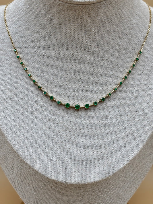 14k Yellow Gold Emerald by the Yard Necklace - 17"