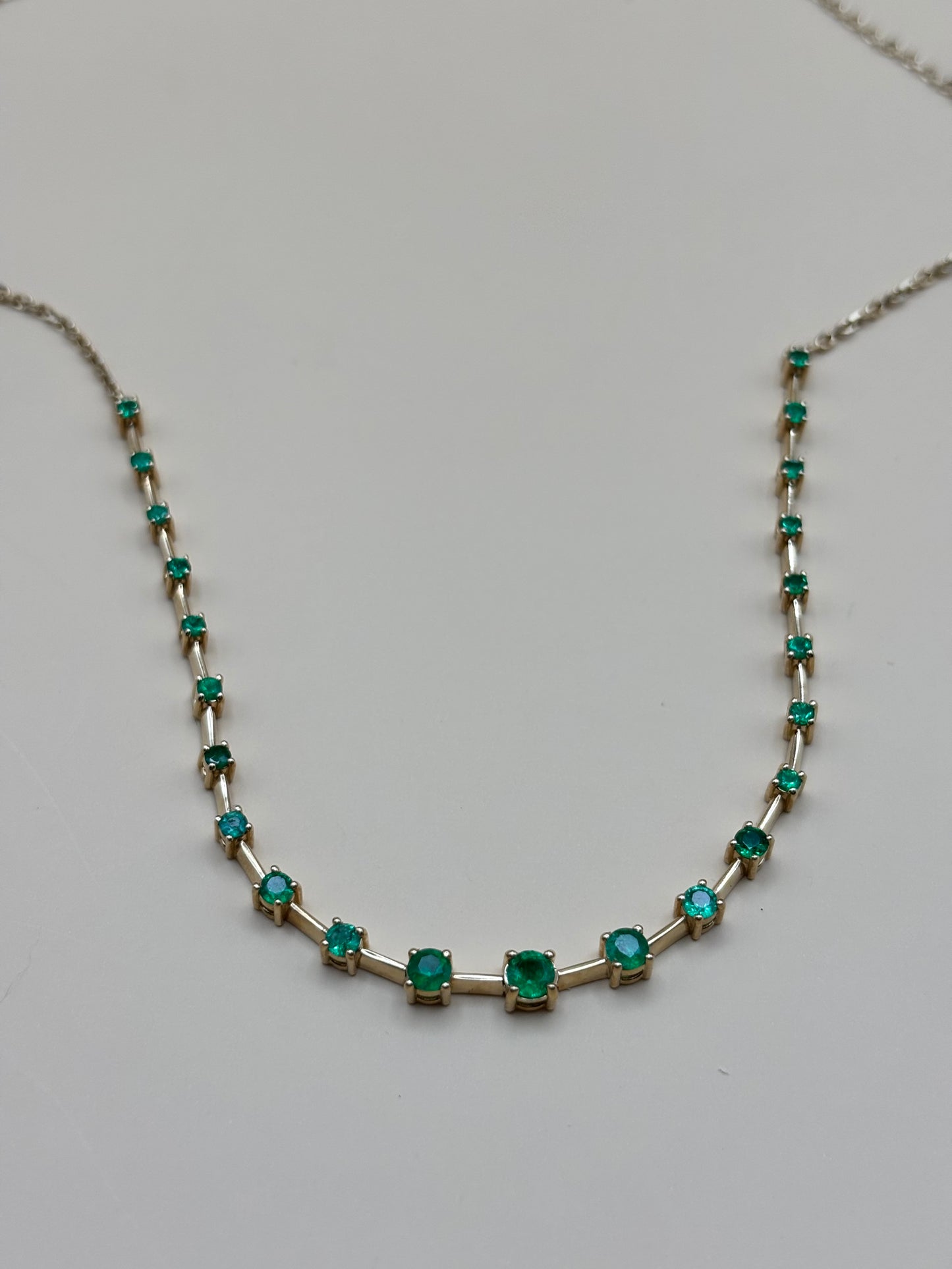 14k Yellow Gold Emerald by the Yard Necklace - 17"