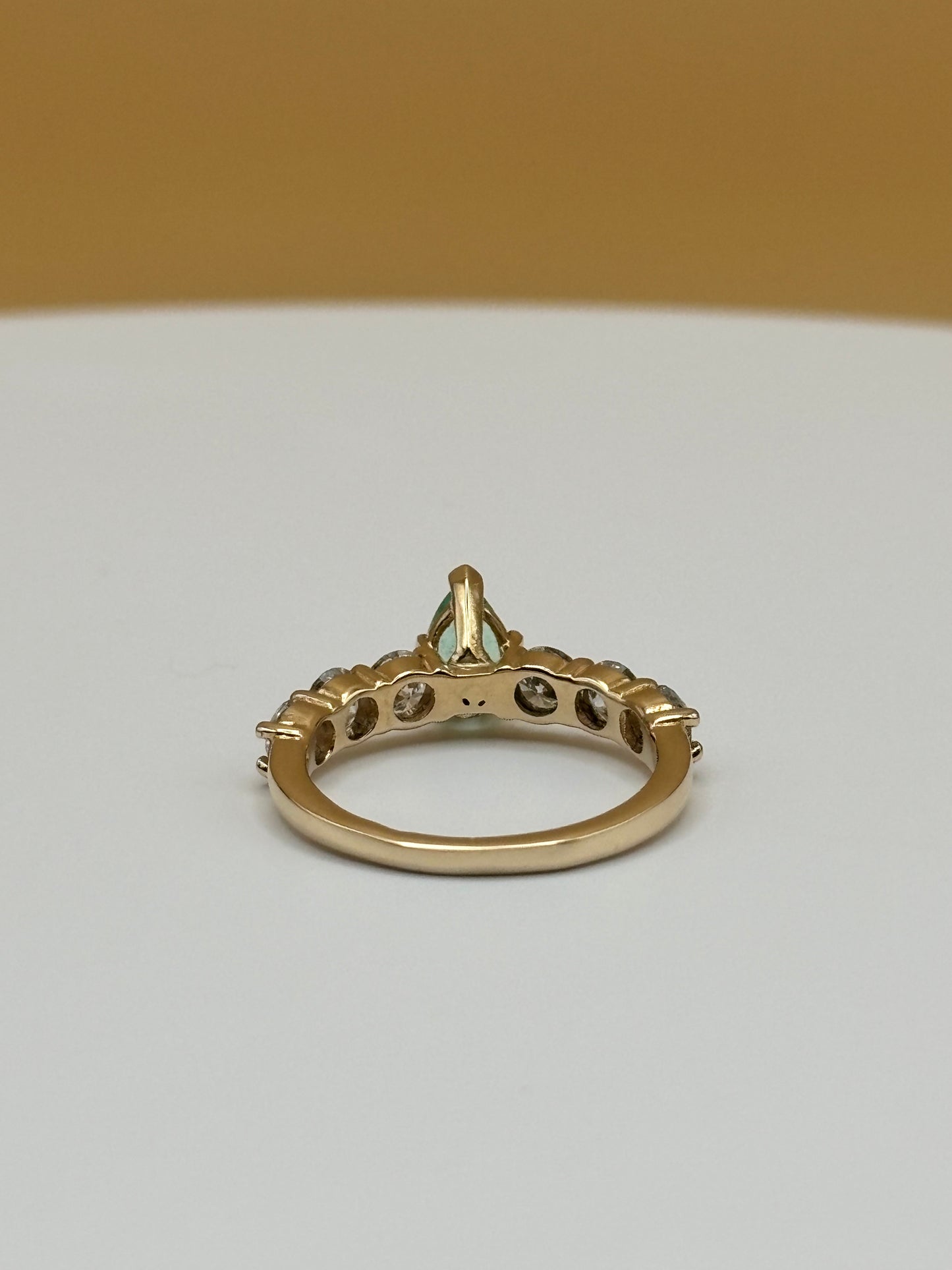 14k Yellow Gold Pear-Cut Colombian Emerald & Diamond Ring - 1.80 cttw