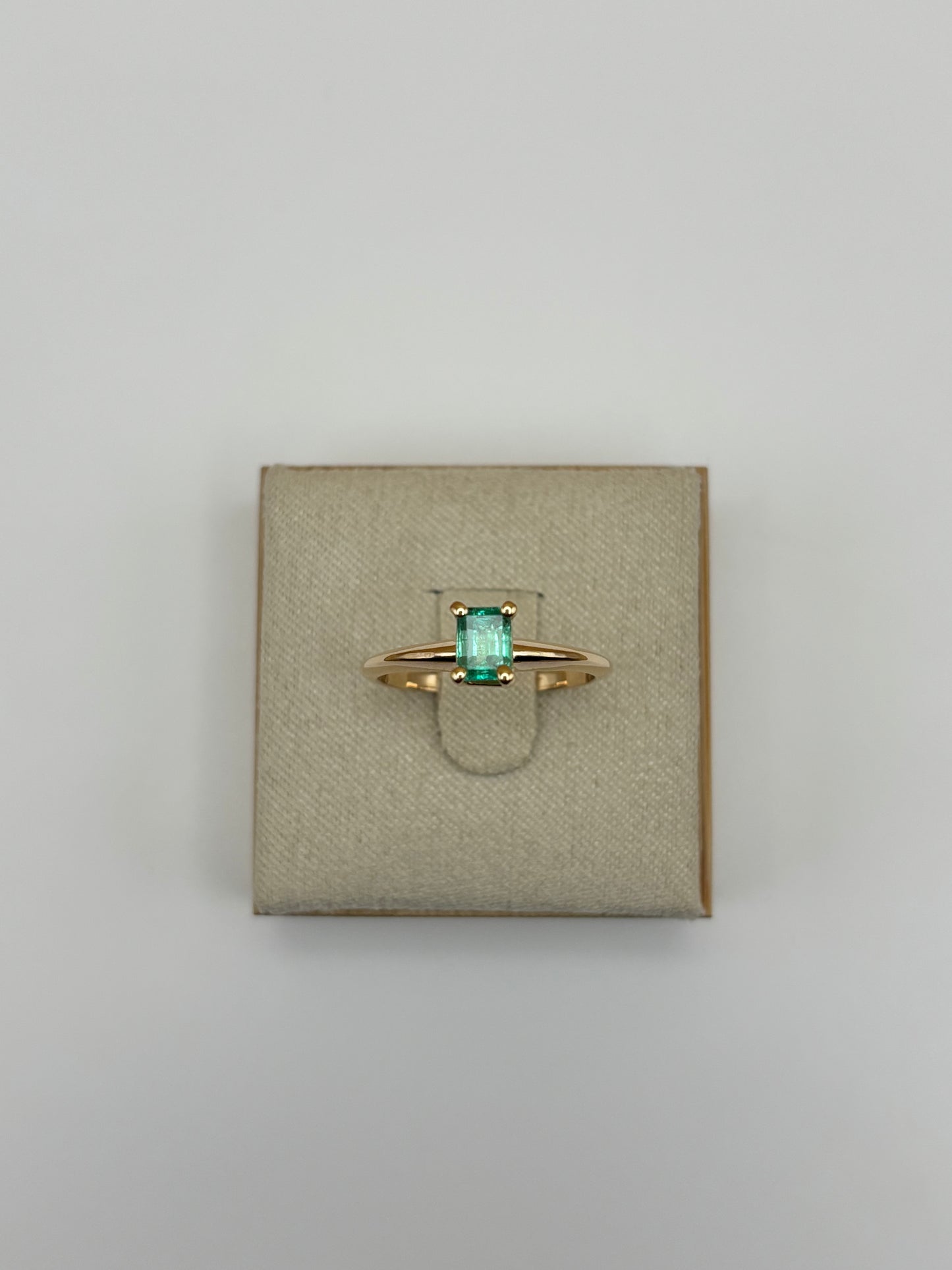 14k Yellow Gold Natural Emerald Solitaire Ring - 0.48 cttw