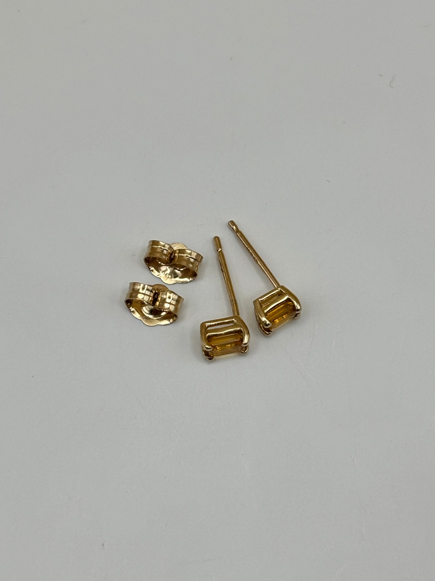 14k Yellow Gold Emerald-Cut Yellow Sapphire Stud Earrings - 0.30 cttw