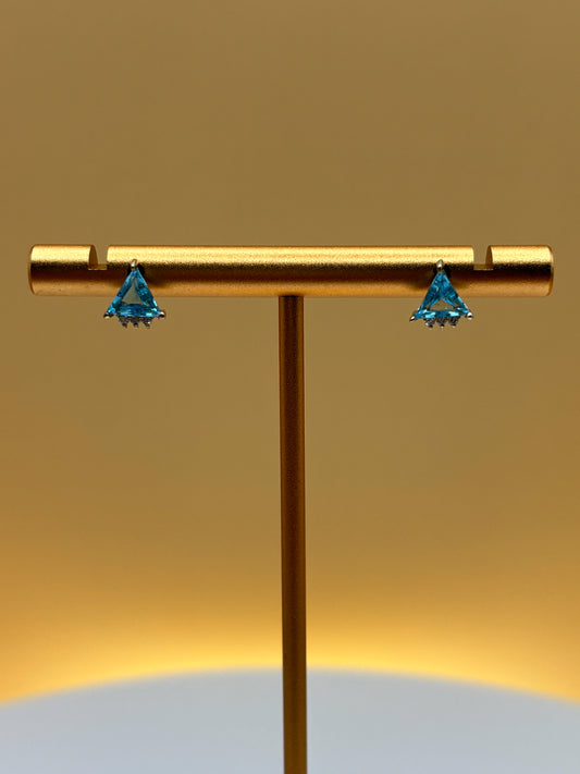 14k White Gold Natural Swiss Blue Topaz & Diamond Studs - 1.17 cttw