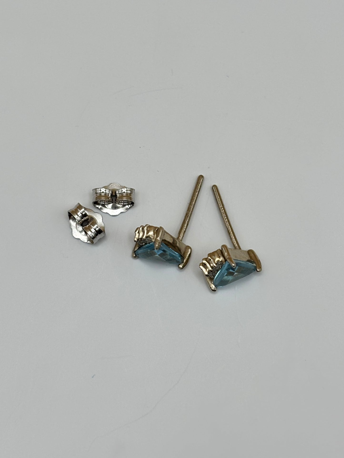 14k White Gold Natural Swiss Blue Topaz & Diamond Studs - 1.17 cttw