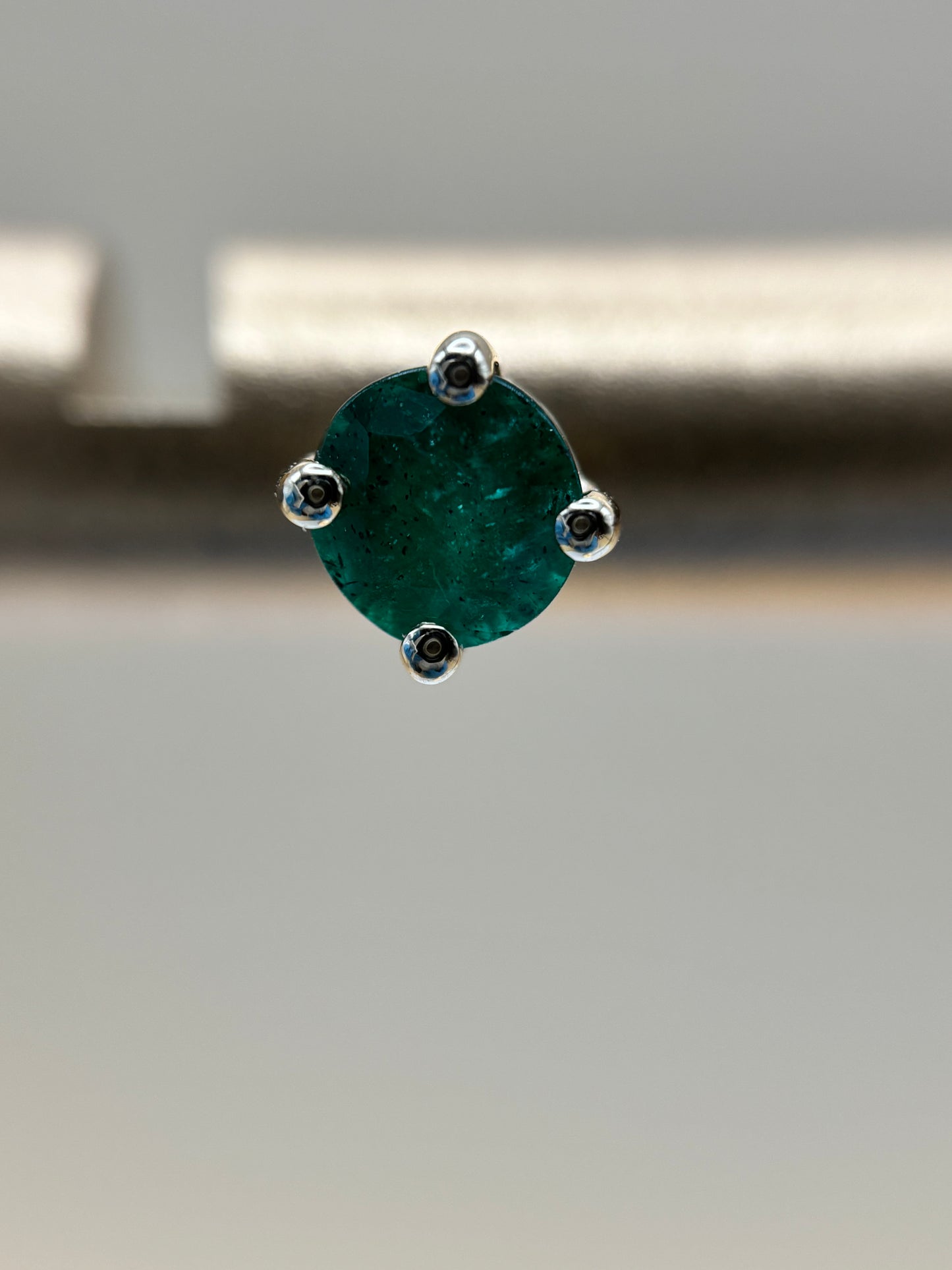 14k Yellow Gold Round Zambian Emerald Stud Earrings - 0.50 cttw