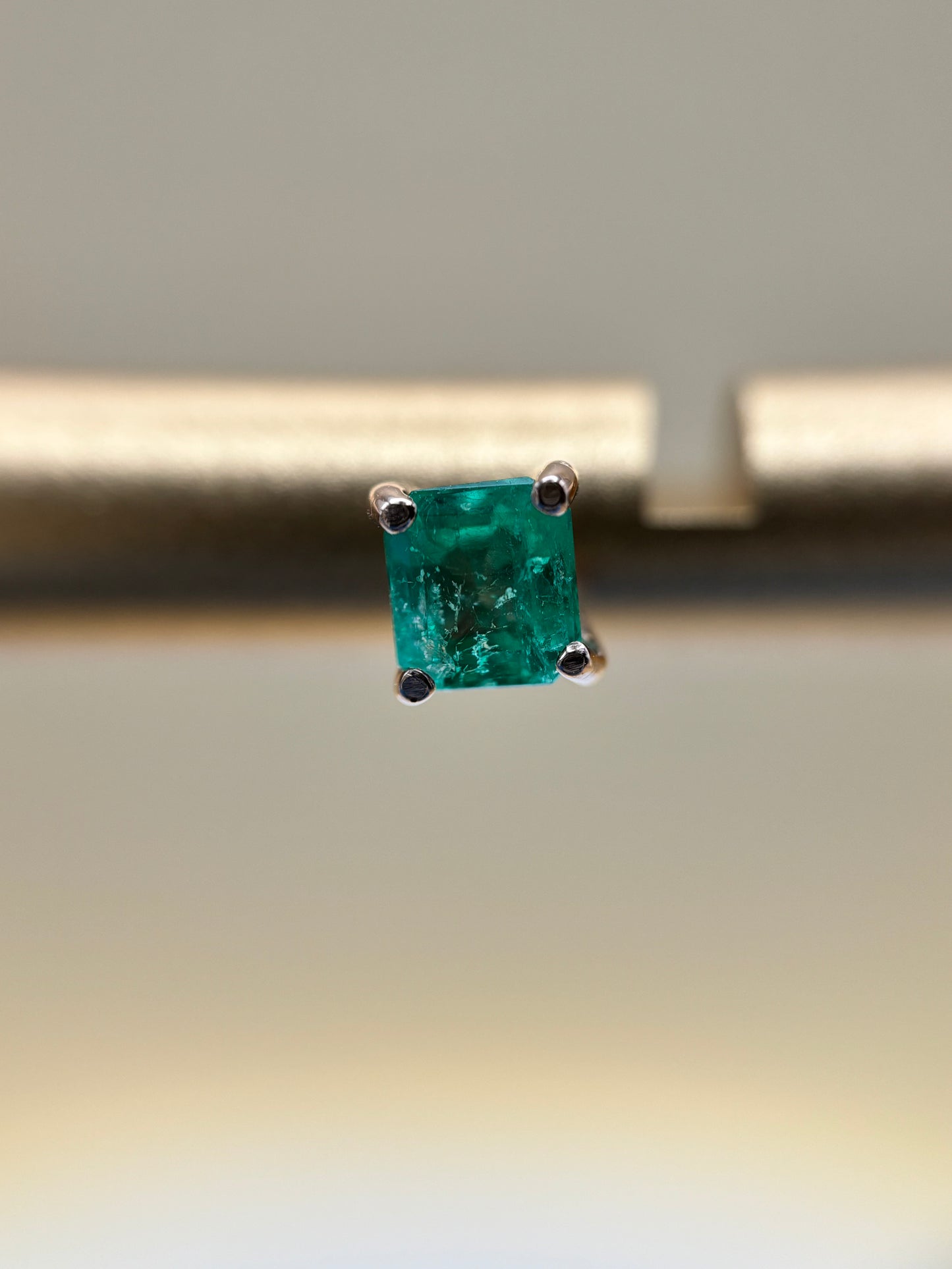 14k Rose Gold Square Emerald Stud Earrings - 0.30 cttw