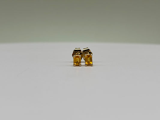 14k Yellow Gold Emerald-Cut Yellow Sapphire Stud Earrings - 0.30 cttw
