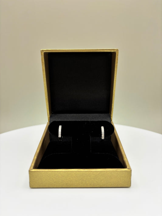 14k White Gold Diamond Huggie Earrings - 0.30 cttw
