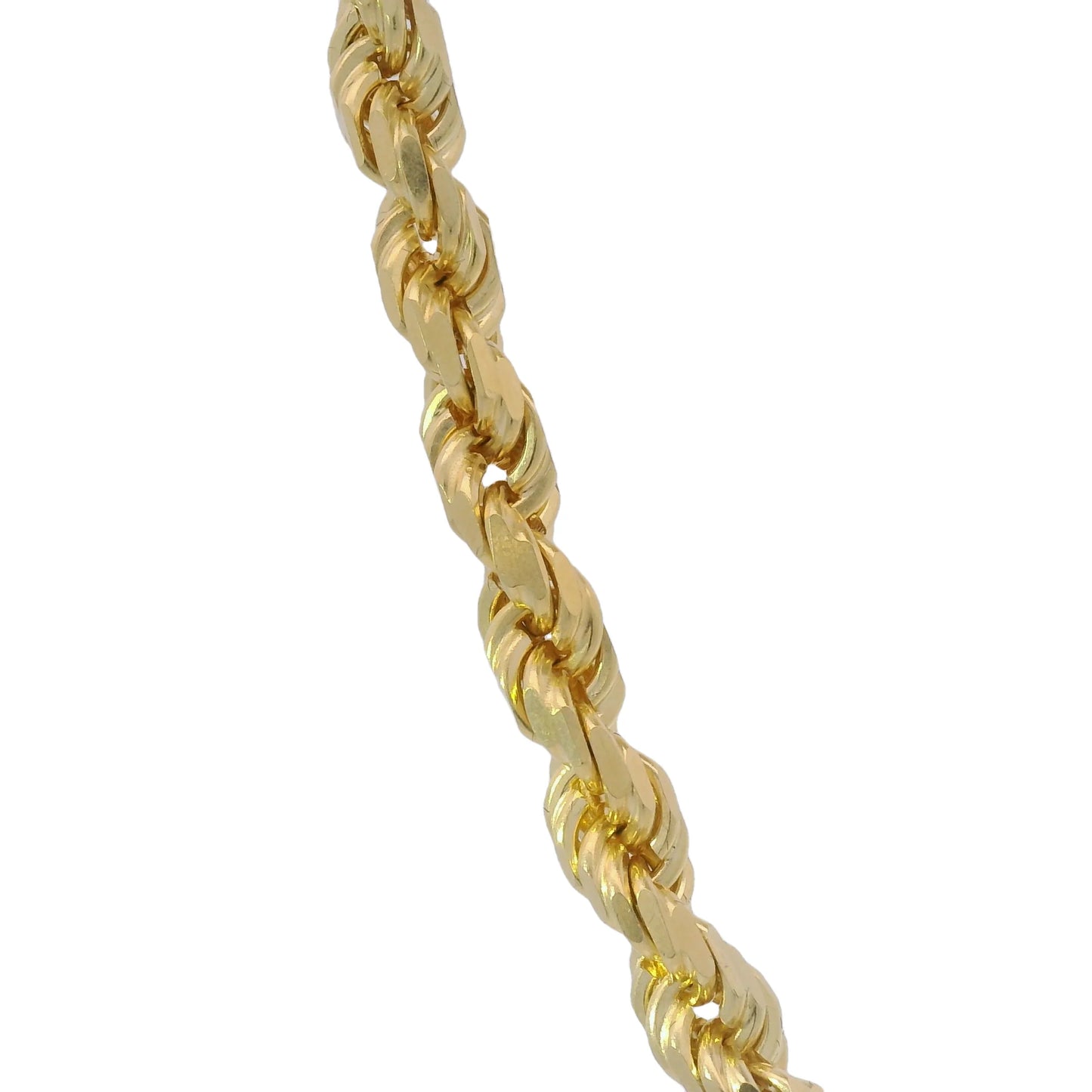 14k Solid Yellow Gold Diamond Cut Rope Chain - 5mm