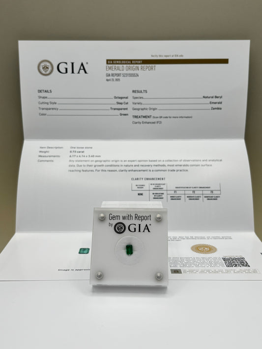 0.73 Carat Natural Medium Bluish Green Loose Zambian Emerald - Emerald Cut