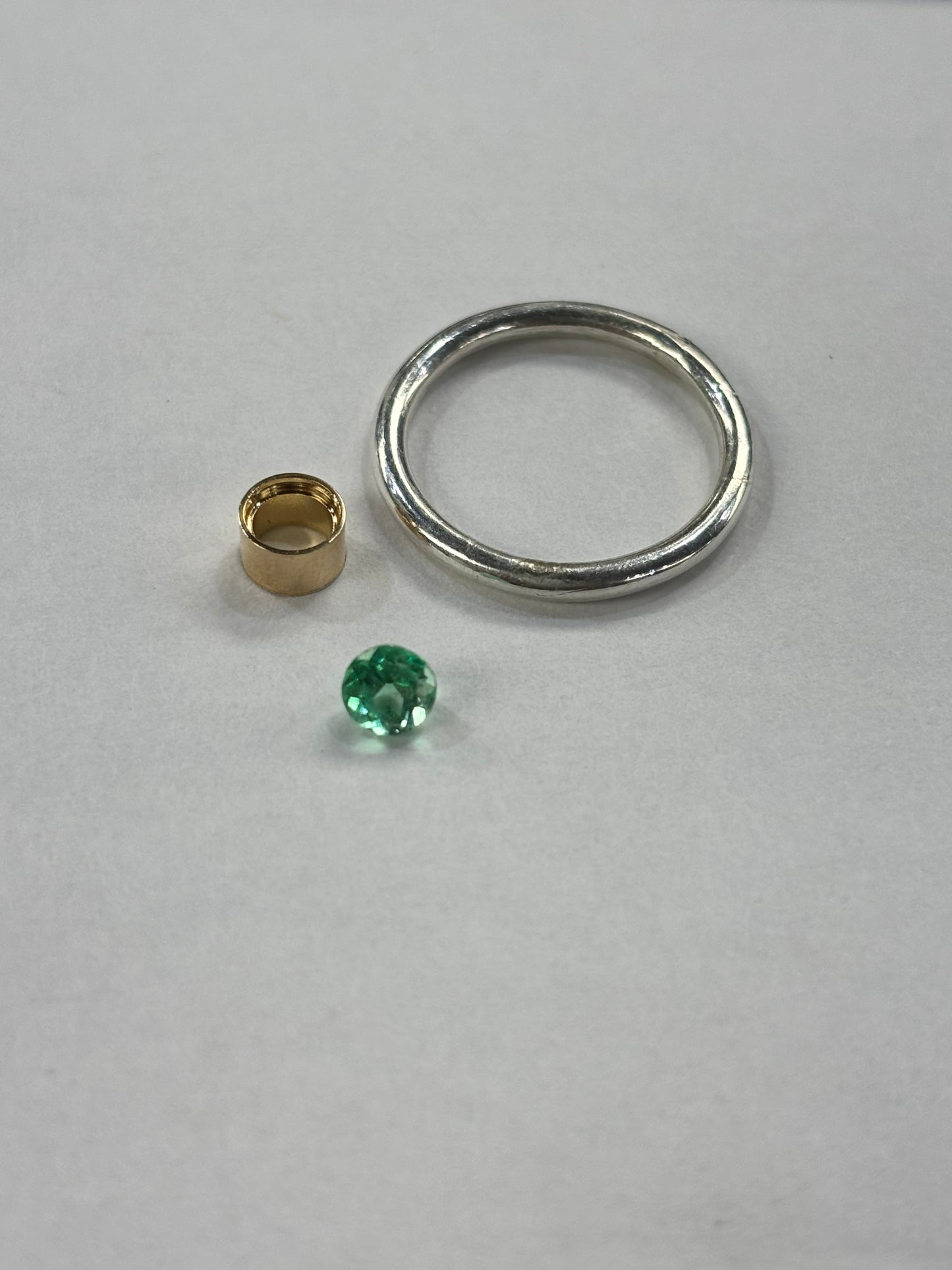 Dainty Two-Tone Ring with Natural Colombian Emerald - 0.39 ct | 14k Gold & Sterling Silver