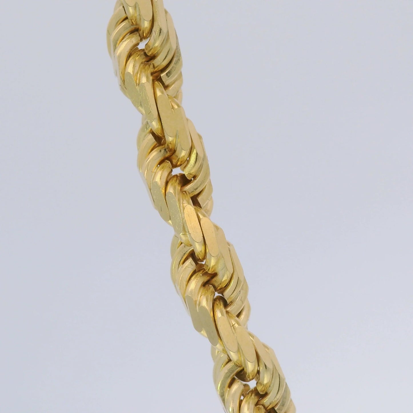 14k Solid Yellow Gold Diamond Cut Rope Chain - 6mm