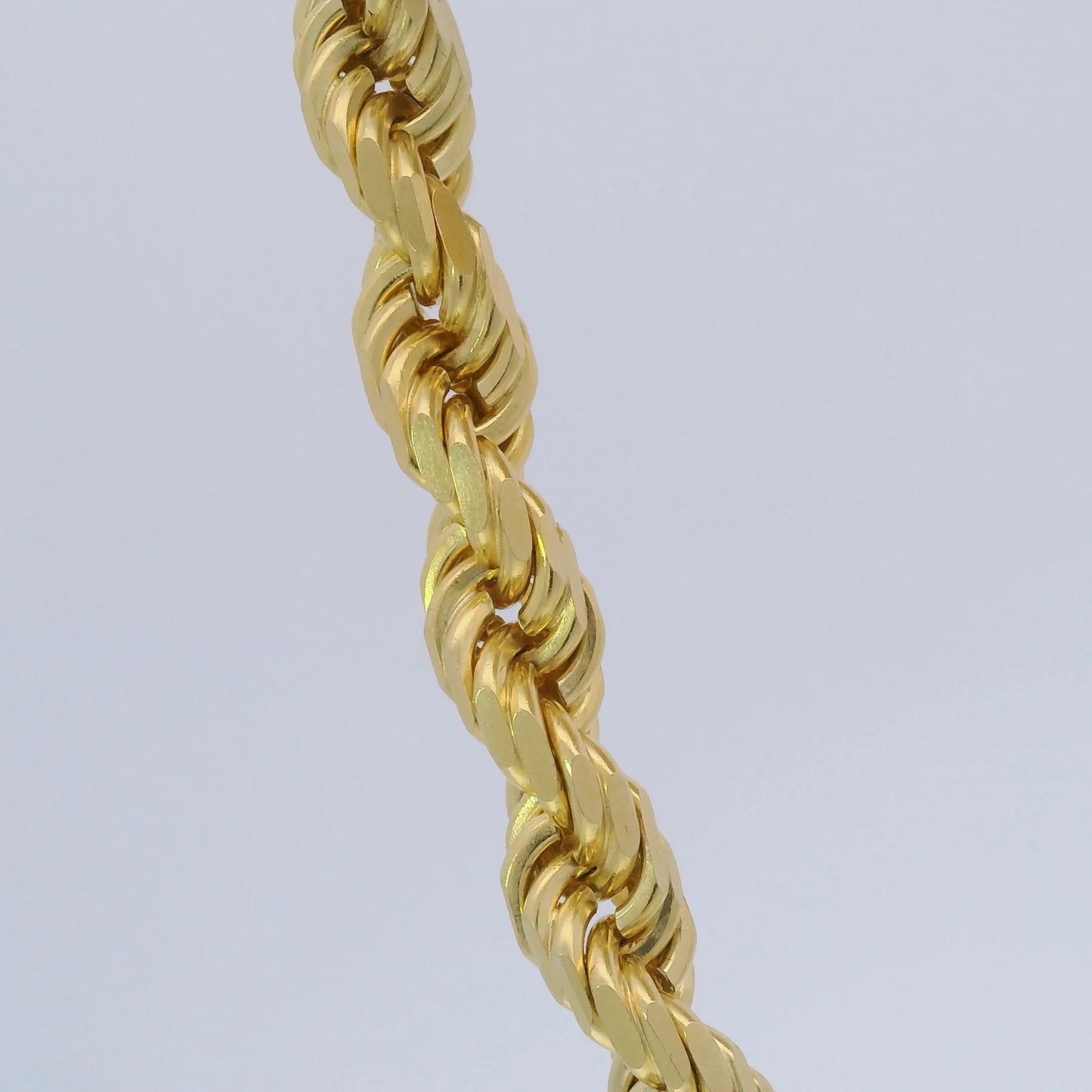 14k Solid Yellow Gold Diamond Cut Rope Chain - 7mm