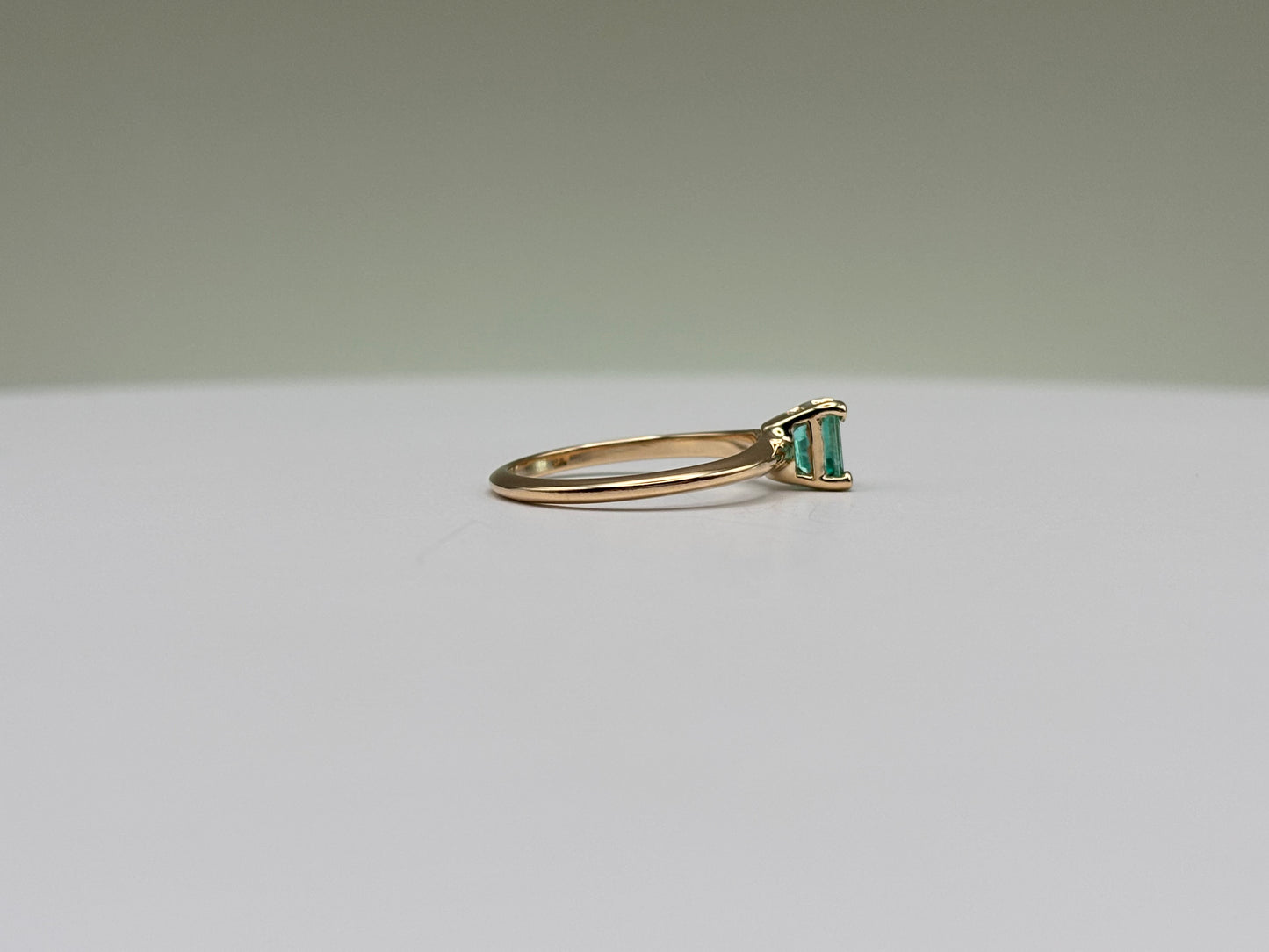 14k Yellow Gold Natural Emerald Solitaire Ring - 0.48 cttw