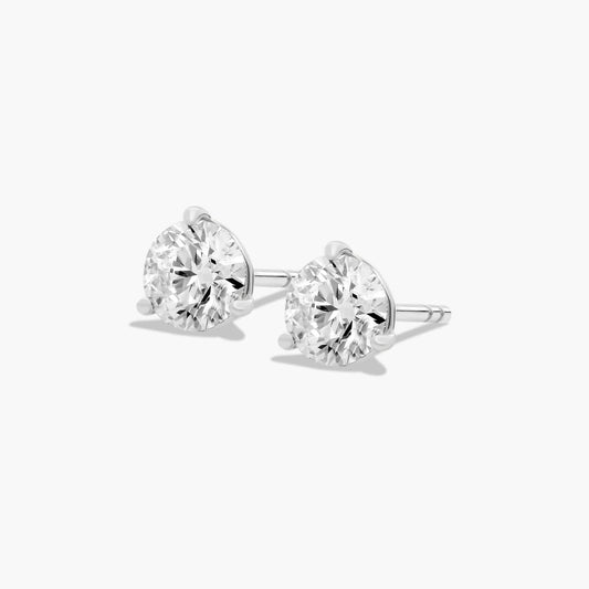 14k Gold Solitaire Diamond Studs - 1 cttw