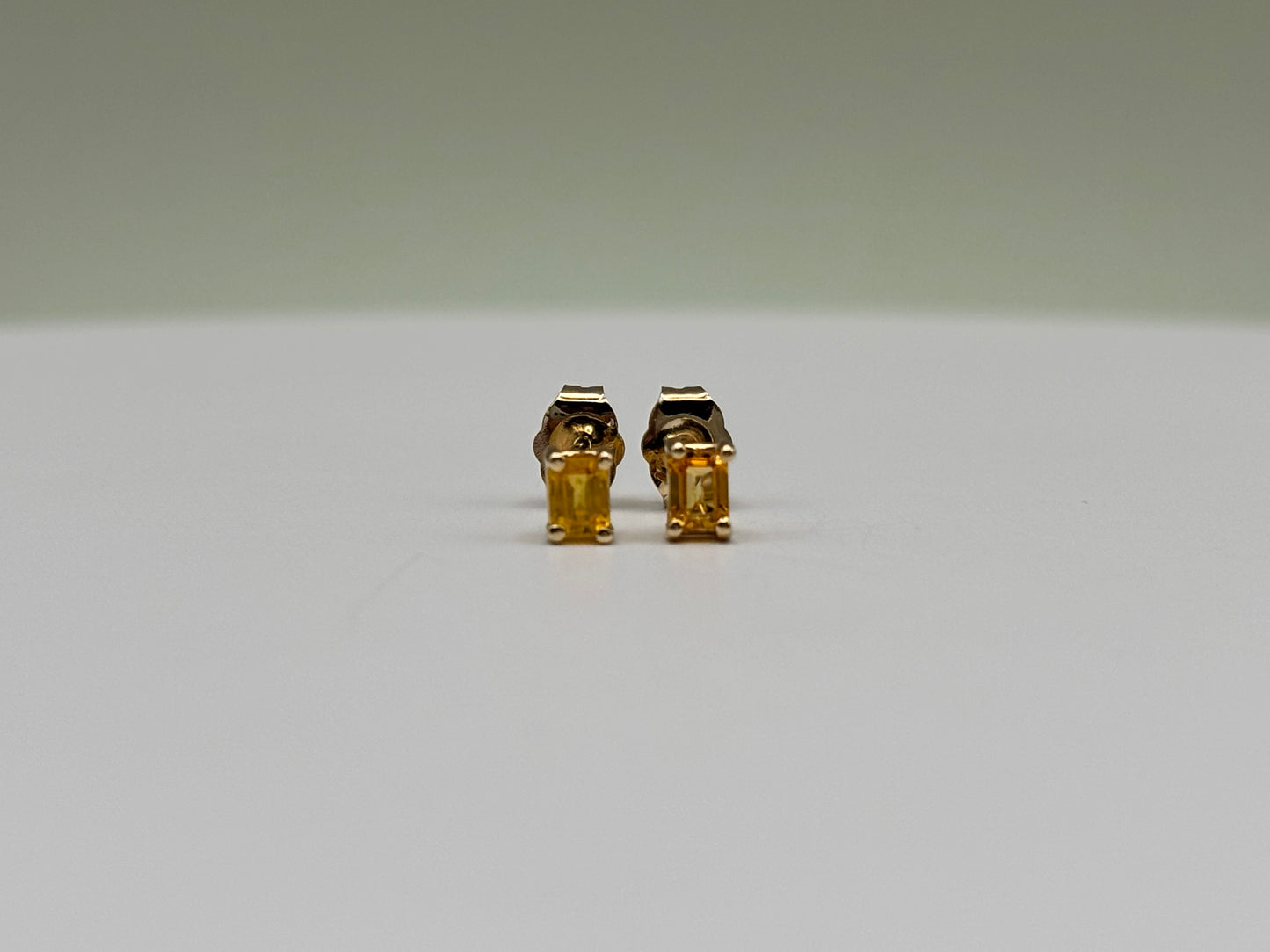 14k Yellow Gold Emerald-Cut Yellow Sapphire Stud Earrings - 0.26 cttw