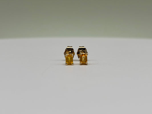 14k Yellow Gold Emerald-Cut Yellow Sapphire Stud Earrings - 0.26 cttw