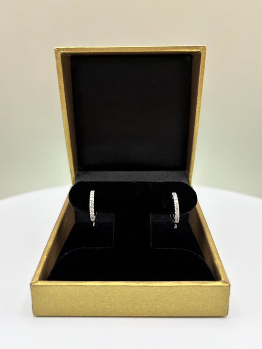 14k White Gold Diamond Huggie Earrings - 0.30 cttw
