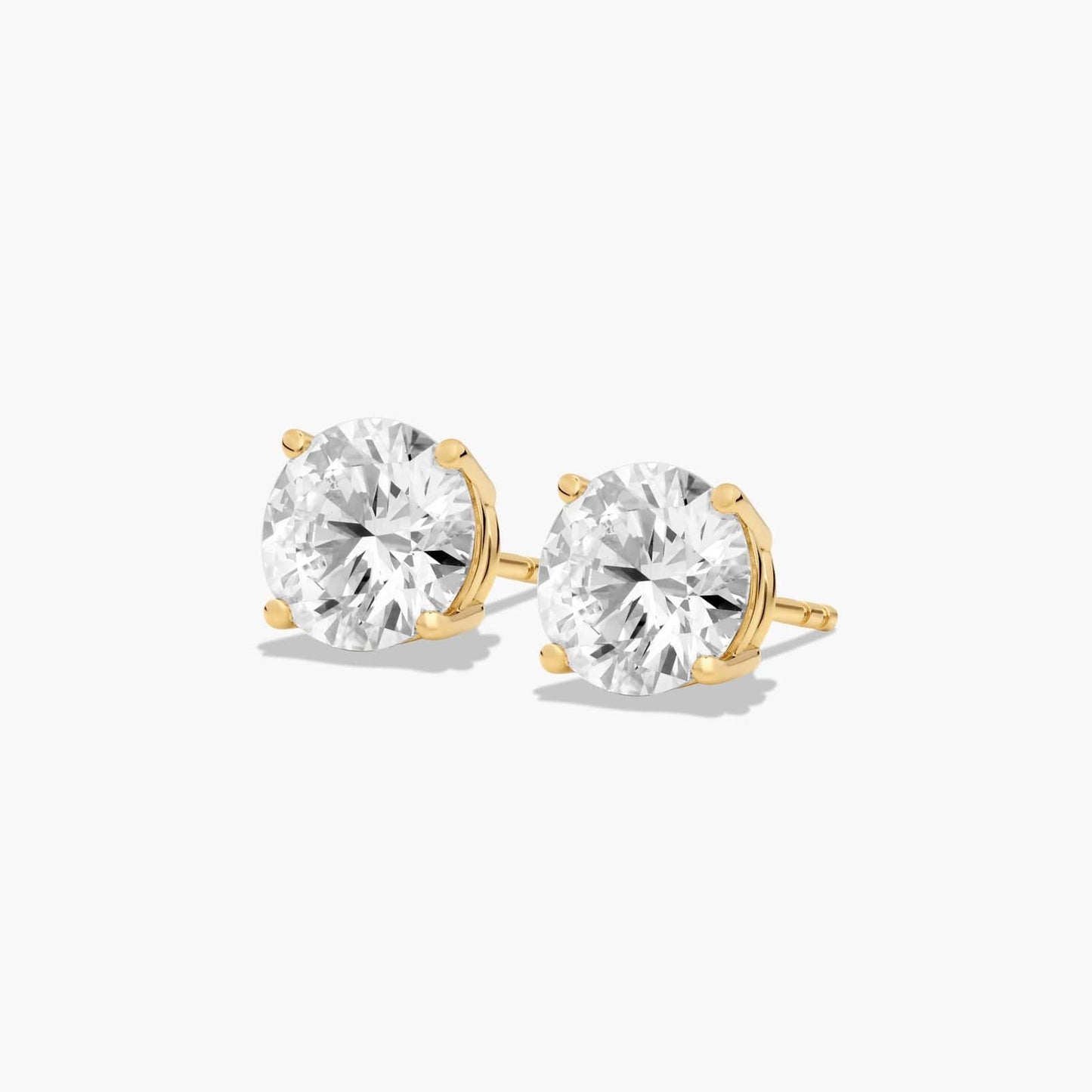 14k Gold Solitaire Diamond Studs - 3 cttw