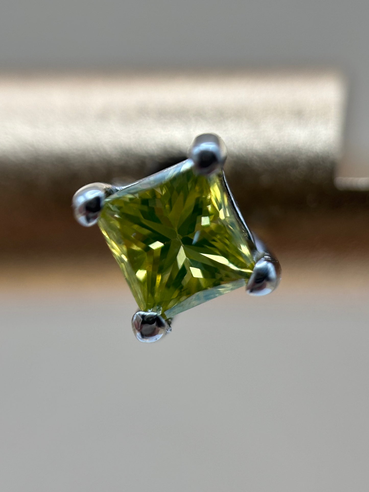 14k White Gold Fancy Light Yellow Diamond Studs - 0.24 cttw