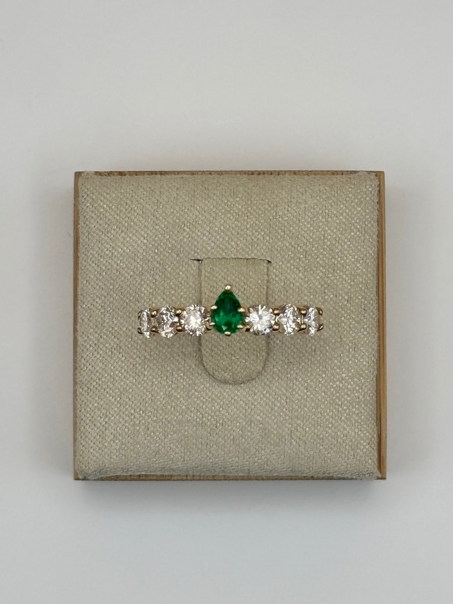 14k Yellow Gold Pear-Cut GIA Certified Colombian Emerald & Diamond Ring - 1.29 cttw