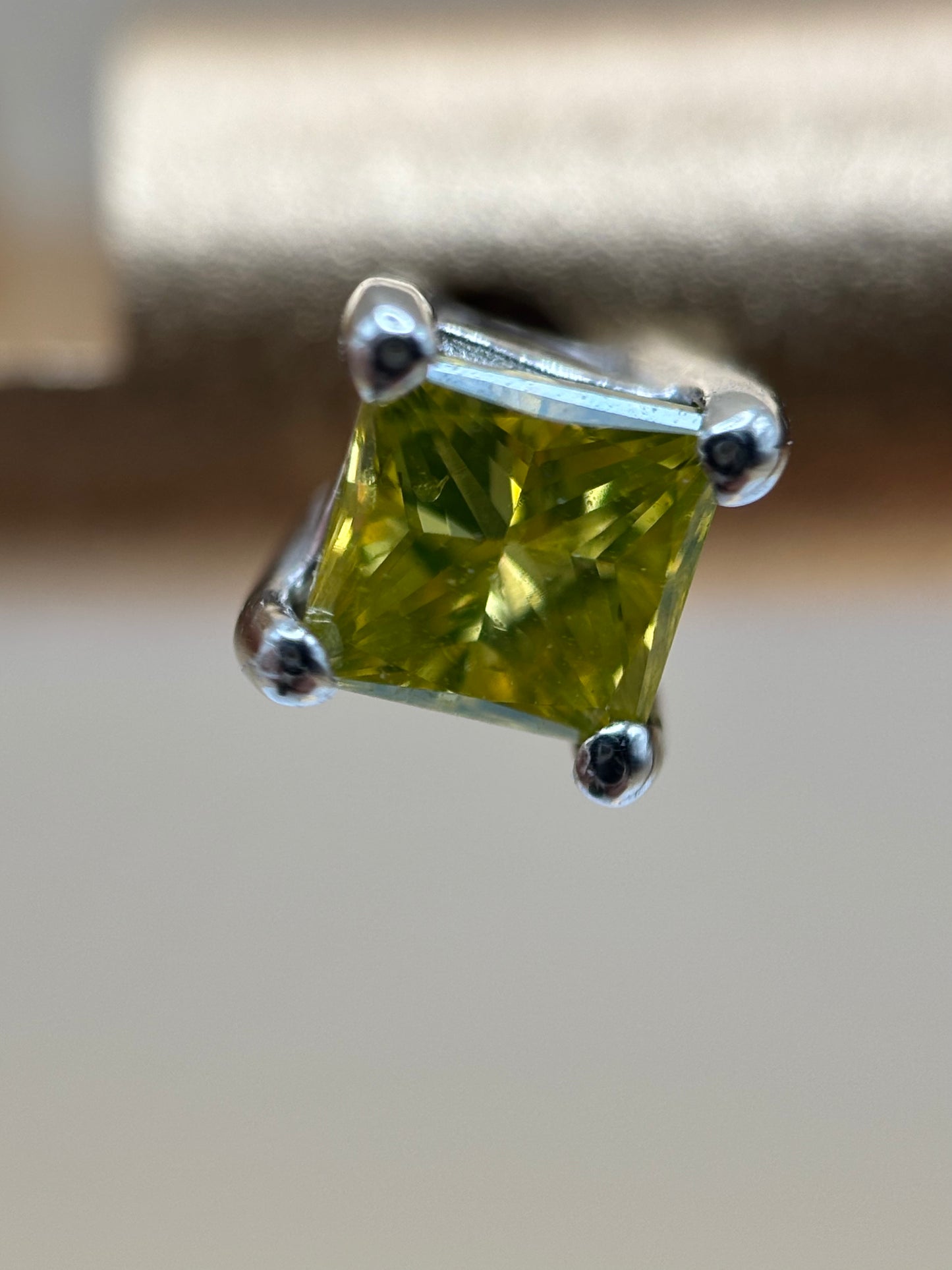 14k White Gold Fancy Light Yellow Diamond Studs - 0.24 cttw