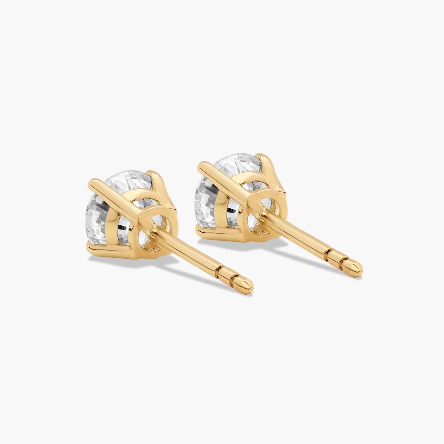 14k Gold Solitaire Diamond Studs - 1.5 cttw