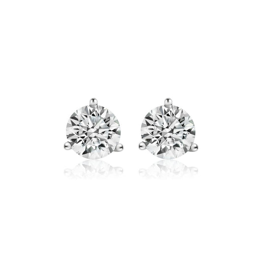 14k Gold Solitaire Diamond Studs - 3 cttw