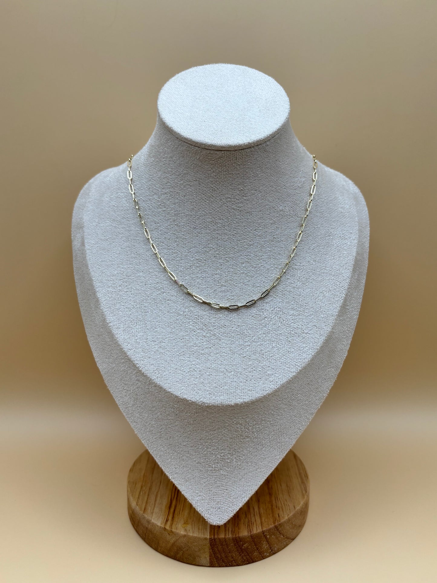14k Yellow Gold 2.3mm Paperclip Link Chain - 16"
