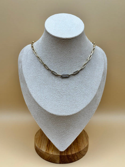 14k Yellow Gold Diamond Clip Necklace - .32cttw Natural Diamonds - 17"