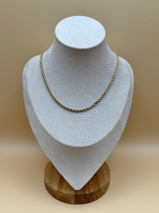 14k Solid Yellow Gold Diamond Cut Rope Chain - 2.6mm 18"