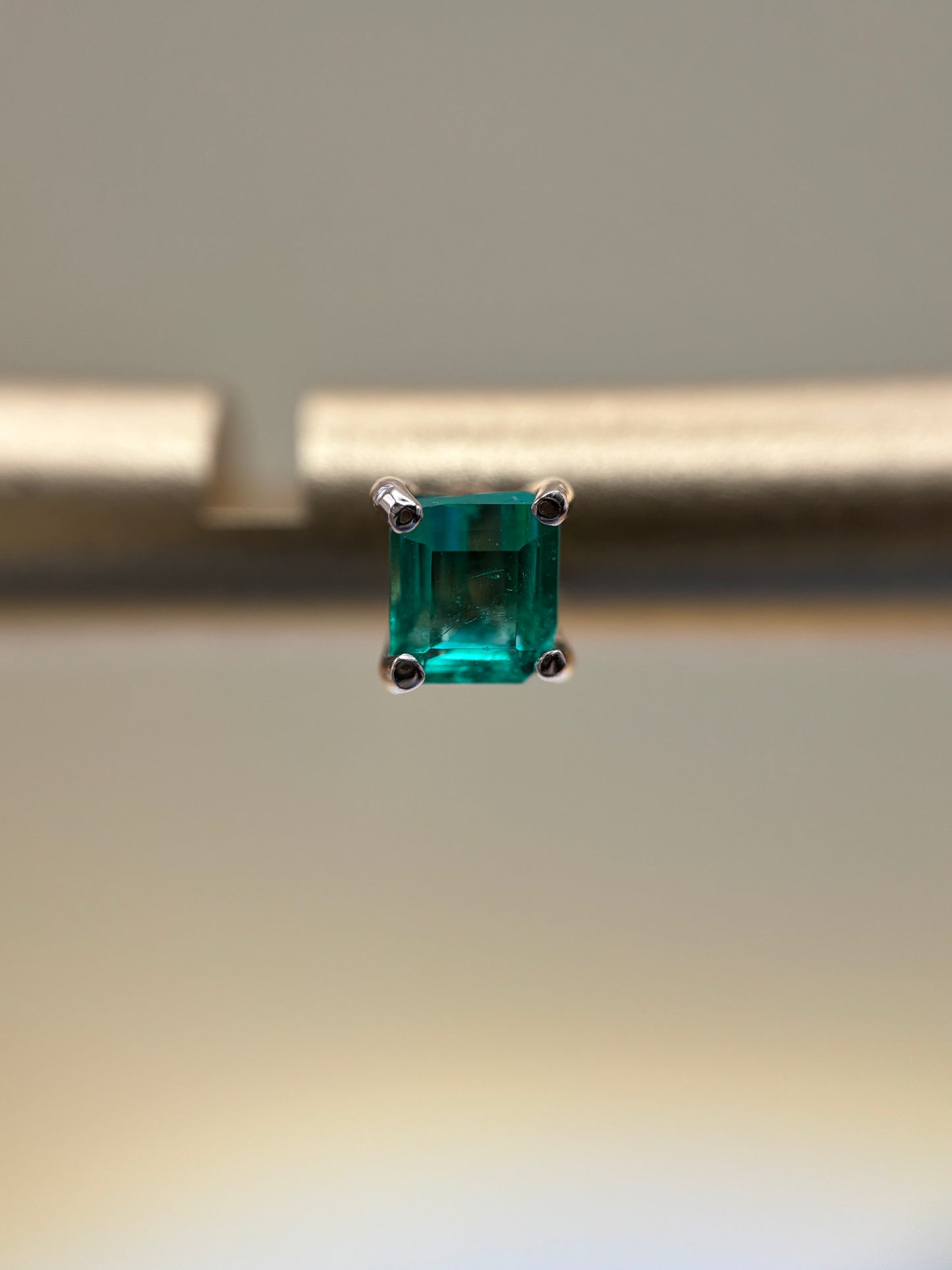 14k Rose Gold Square Emerald Stud Earrings - 0.30 cttw